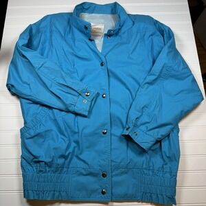 London‎ Fog Snap Up Light Jacket Women's 14 Regular Blue Vintage GUC